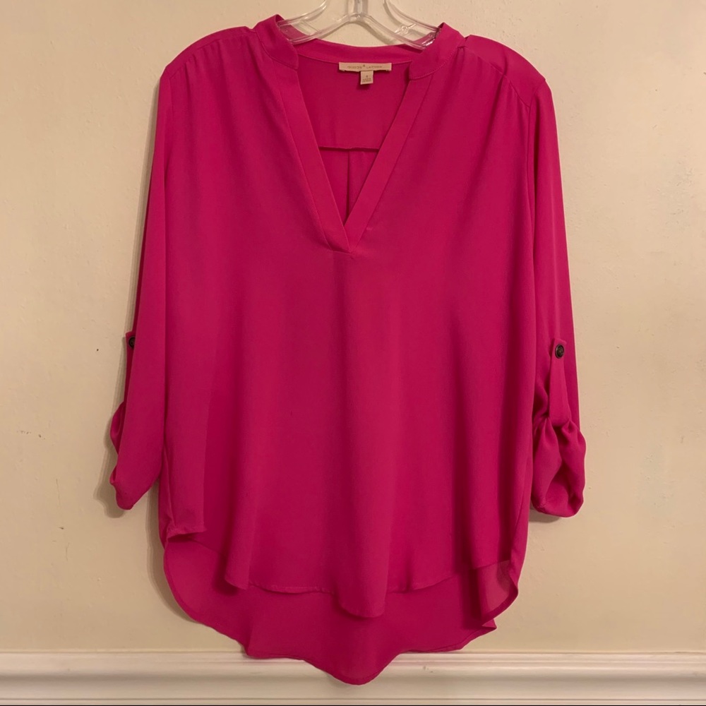 Gibson Latimer hot pink 3/4 sleeve blouse